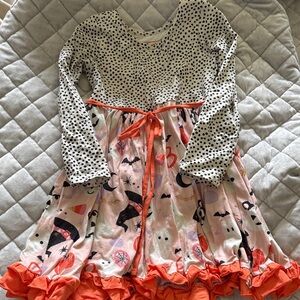 Cheeky Plum Polka Dot and Halloween Print Dress